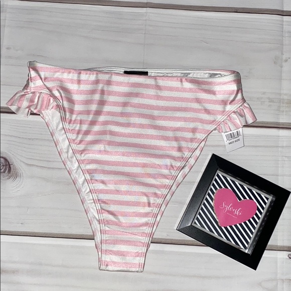 🌊LA Hearts Ruffle Trim High Cut Bikini Bottom - Picture 3 of 4